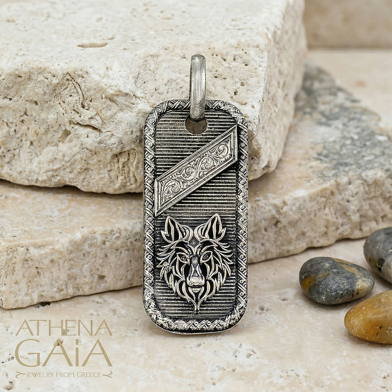 Tablet Wolf Pendant - Sterling Silver - Talisman