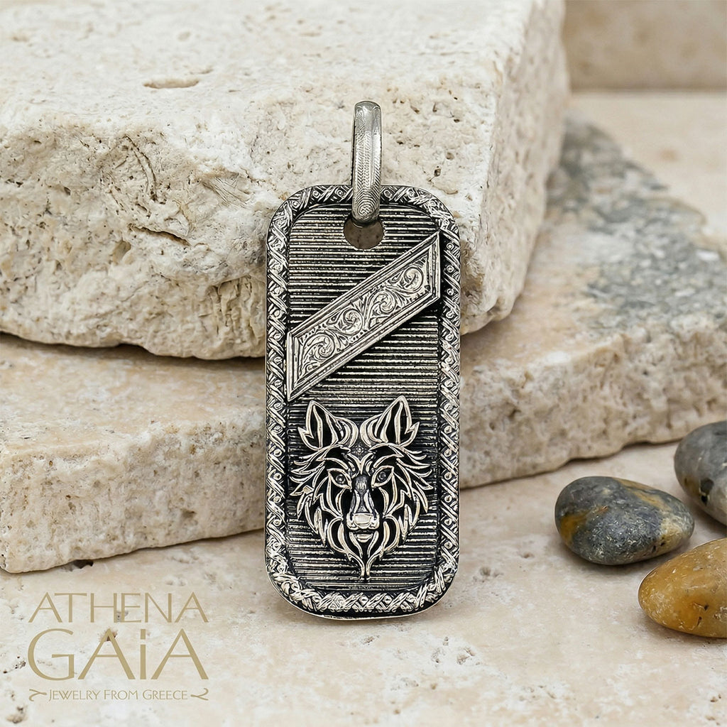 Tablet Wolf Pendant - Sterling Silver - Talisman