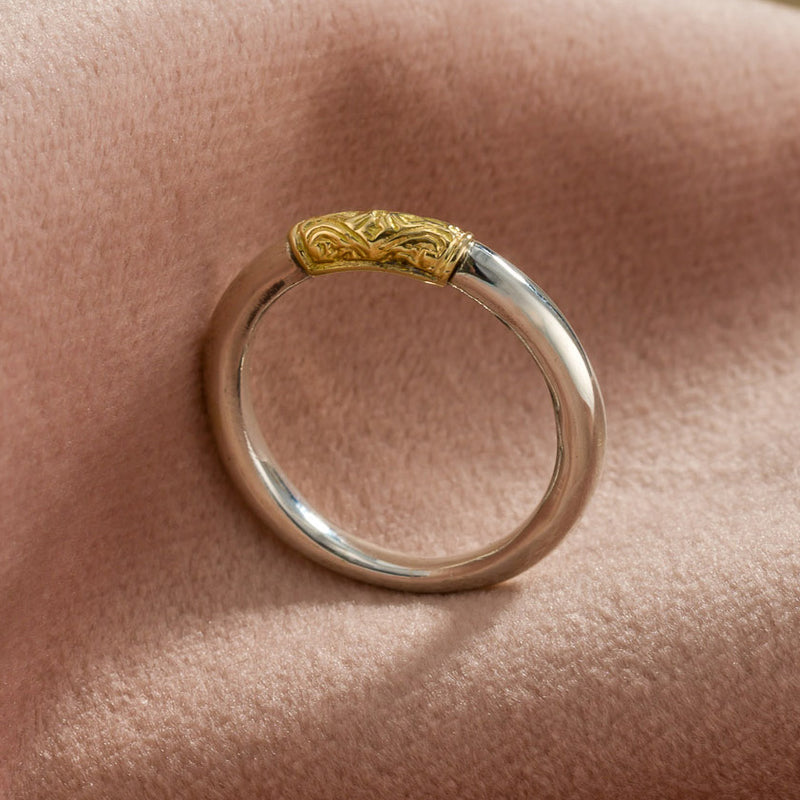 Simplicity Band Ring - 18k Gold & Sterling Silver Ring - Stackable Ring