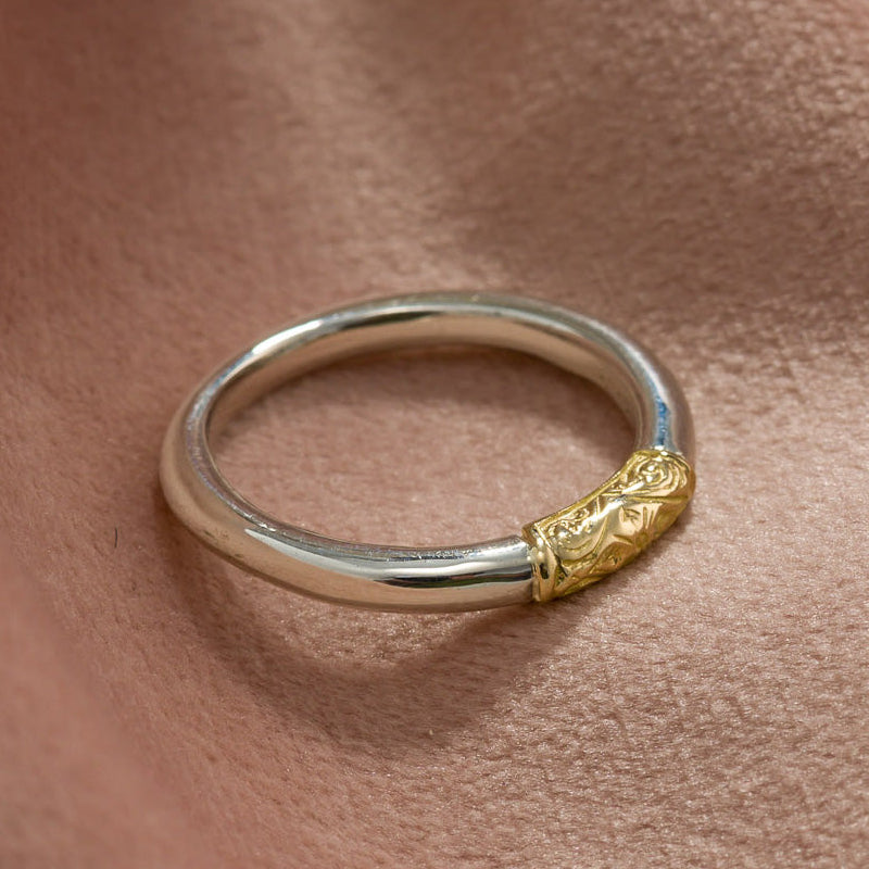 Simplicity Band Ring - 18k Gold & Sterling Silver Ring - Stackable Ring