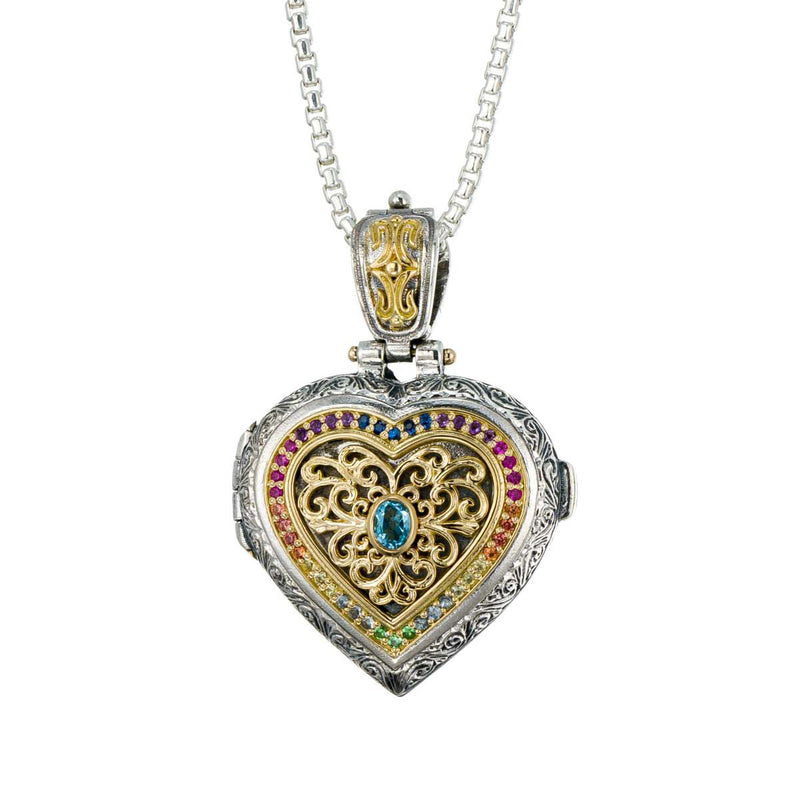 Kosmos Heart Locket Pendant - 18k Gold & Sterling Silver Pendant