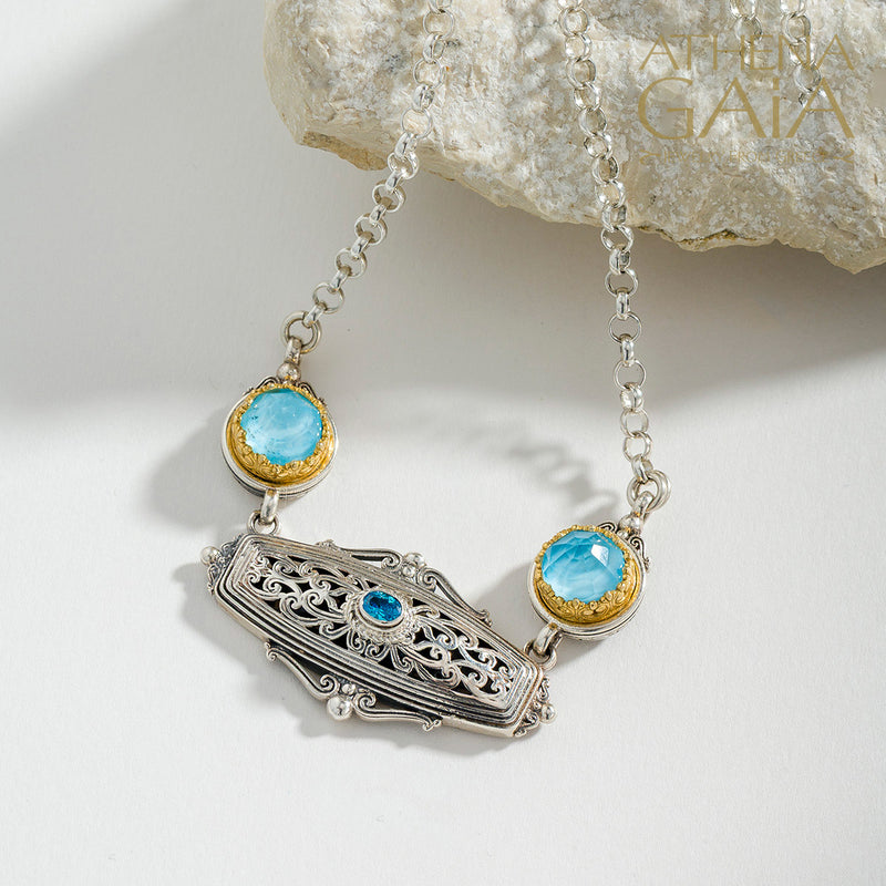Iris Necklace with Doublets - Sterling Silver & Gold Plating Necklace
