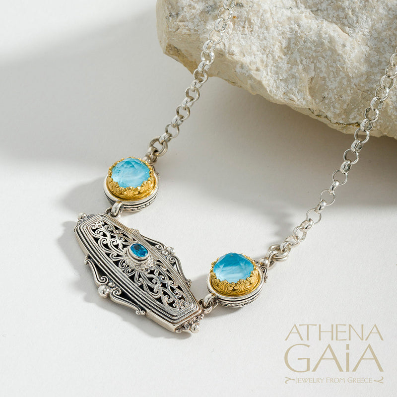 Iris Necklace with Doublets - Sterling Silver & Gold Plating Necklace