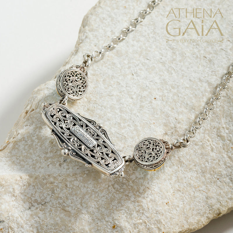 Iris Necklace with Doublets - Sterling Silver & Gold Plating Necklace