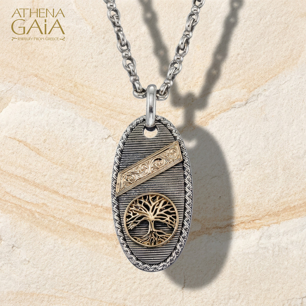 Tablet Tree of Life Pendant - 18k Gold & Sterling Silver - Talisman