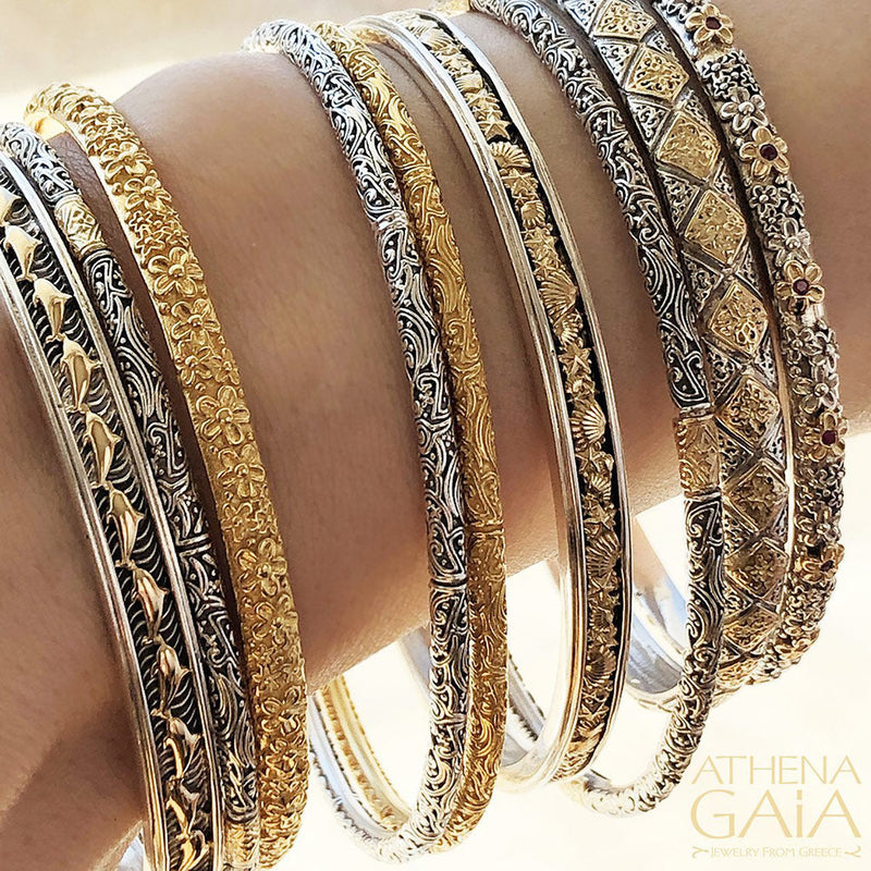 Kassandra 6521 Bracelet - Gold Plated Sterling Silver - Solid Bangle Bracelet