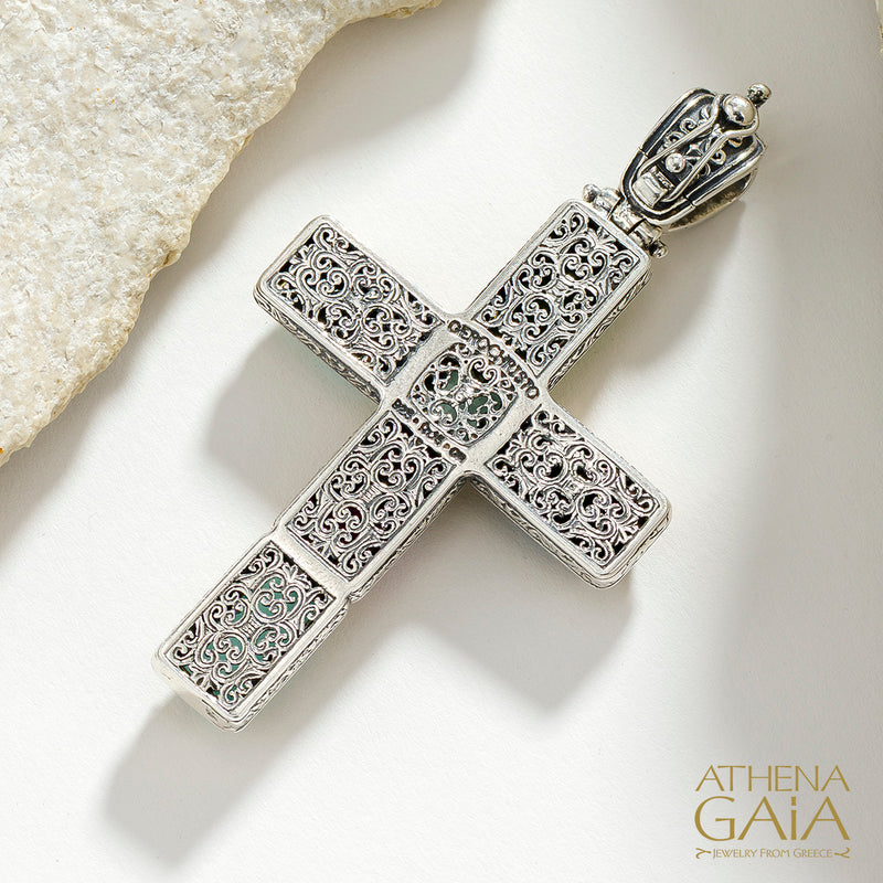 Dione Long Doublet Cross - Sterling Silver & Gold Plating - Latin Cross