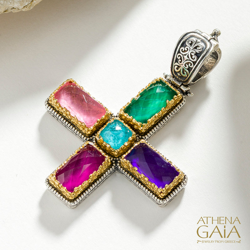 Dione Doublet Greek Cross - Sterling Silver & Gold Plating - Greek Cross