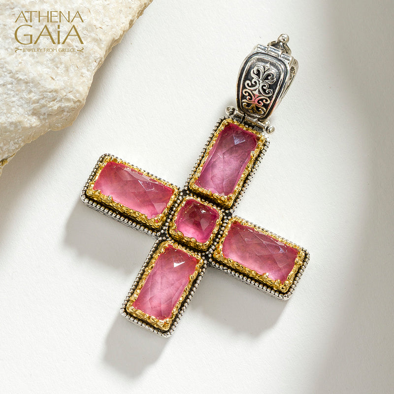 Dione Doublet Greek Cross - Sterling Silver & Gold Plating - Greek Cross