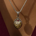 Roxana Heart with Ruby Pendant - 18k Gold & Sterling Silver Pendant
