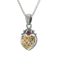 Roxana Heart with Ruby Pendant - 18k Gold & Sterling Silver Pendant
