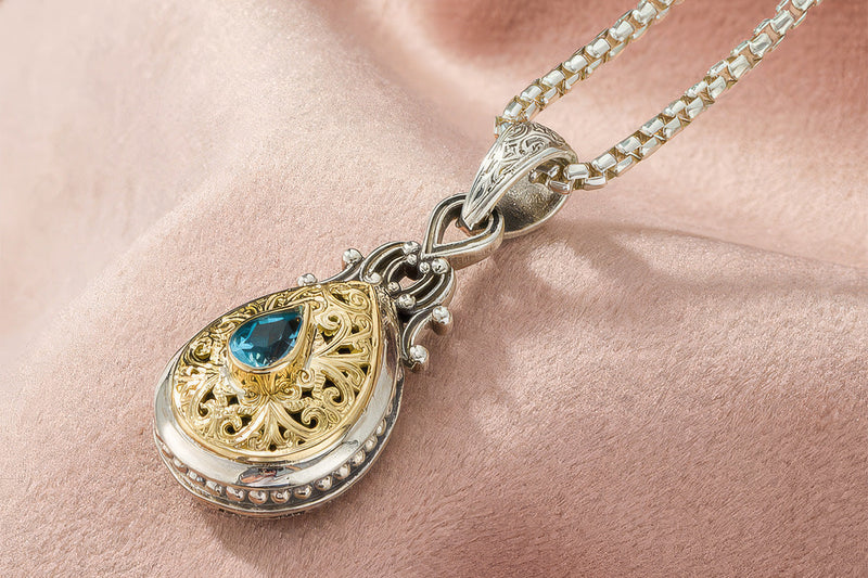 Roxana Teardrop Gemstone Pendant - 18k Gold & Sterling Silver Pendant
