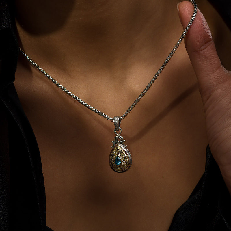 Roxana Teardrop Gemstone Pendant - 18k Gold & Sterling Silver Pendant