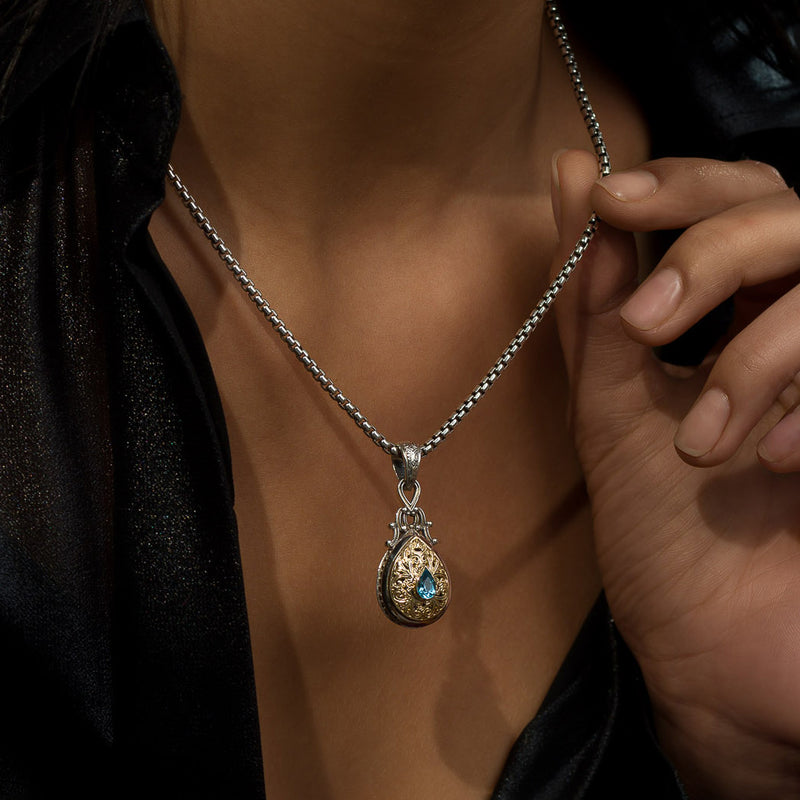 Roxana Teardrop Gemstone Pendant - 18k Gold & Sterling Silver Pendant