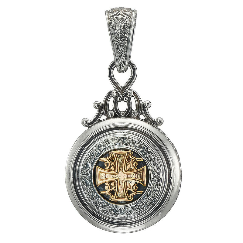 Roxana Round Alexander Cross Pendant  - 18k Gold & Sterling Silver Pendant