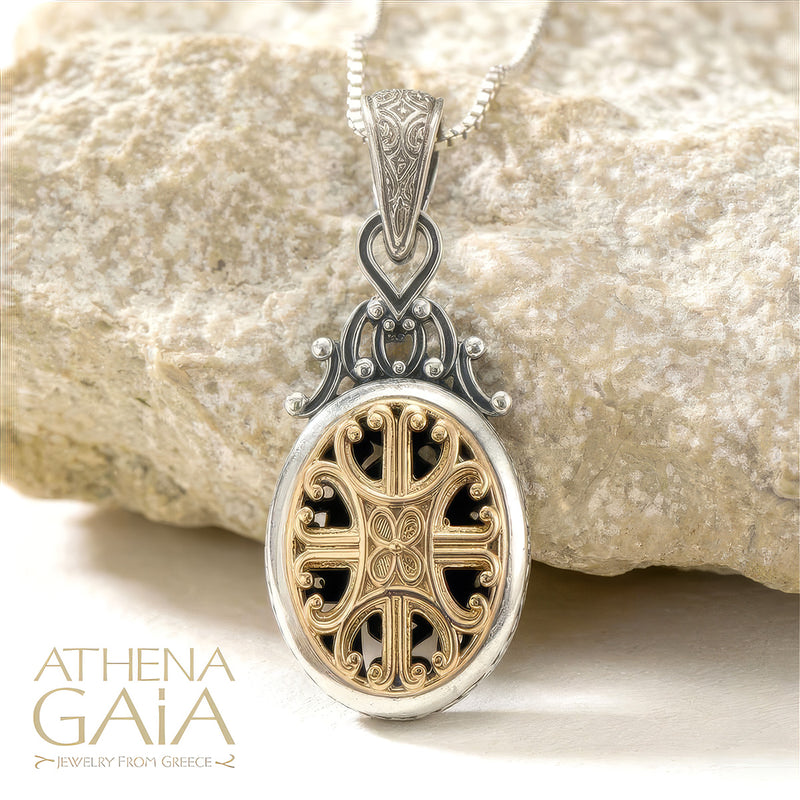 Roxana Oval Pendant - 18k Gold & Sterling Silver Pendant