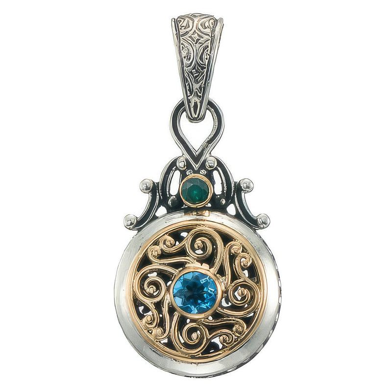 Roxana Round Gemstone Pendant - 18k Gold & Sterling Silver Pendant