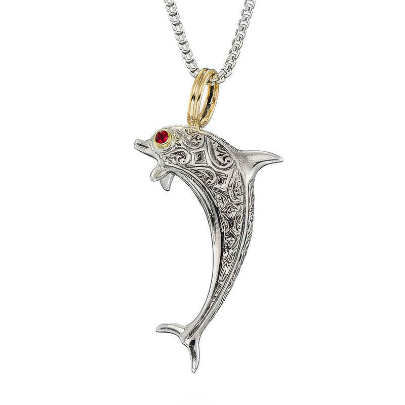 Thalassa Dolphin Pendant - 18k Gold & Sterling Silver Pendant