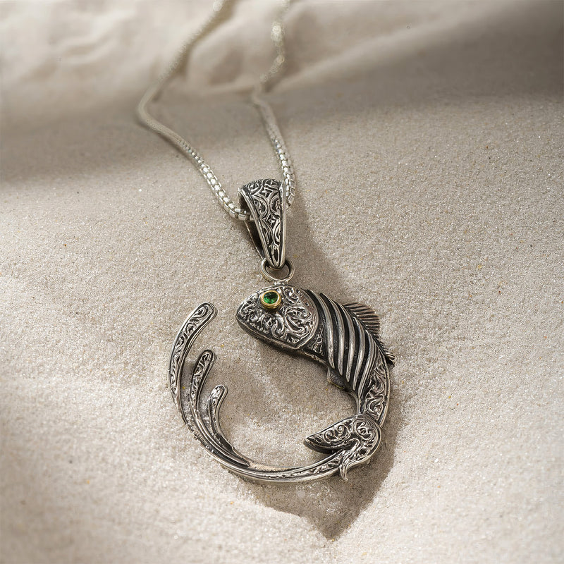 Thalassa Schooling Fish Pendant - 18k Gold & Sterling Silver Pendant