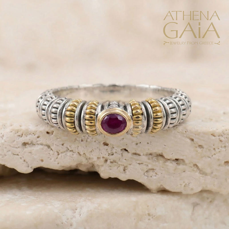 Kassandra Oval Gemstone Ring - 18k Gold & Sterling Silver Ring
