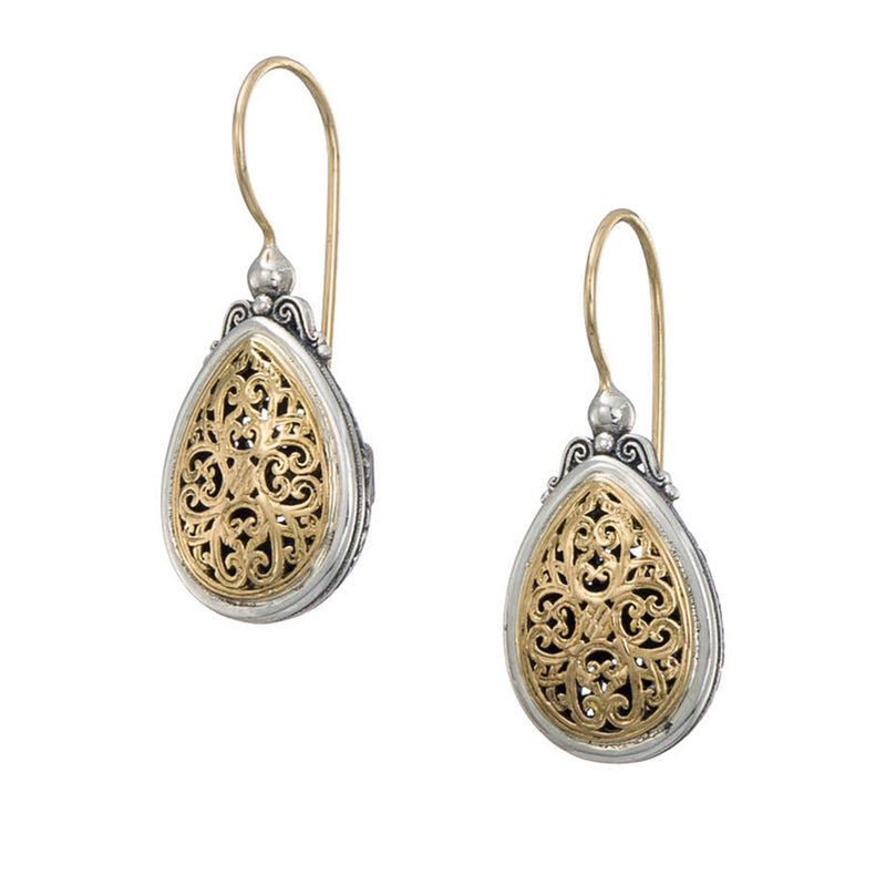Mediterranean Teardrop Earrings - 18k Gold & Sterling Silver Earrings - French Wire Earrings