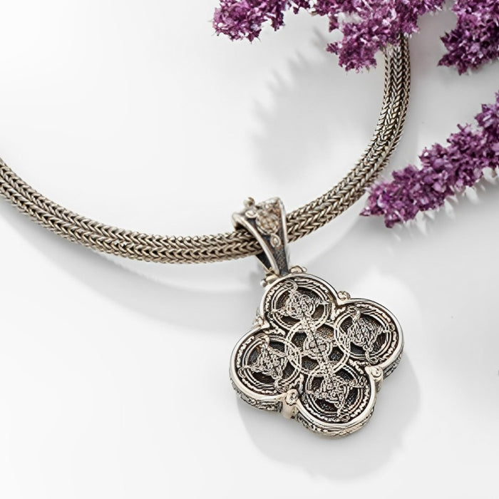 Gaelic Celtic Silver Knot Filigree Cross