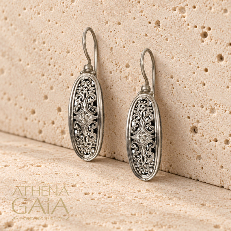 Mediterranean Oval Earrings - 925 Sterling Silver