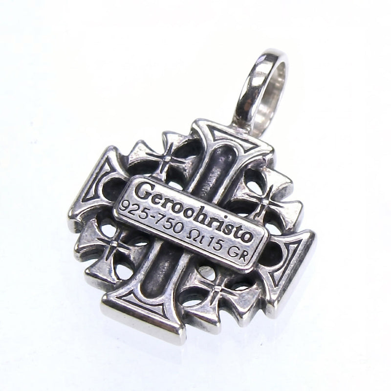 (Small) Jerusalem Cross - Sterling Silver - Crusader Cross Necklace