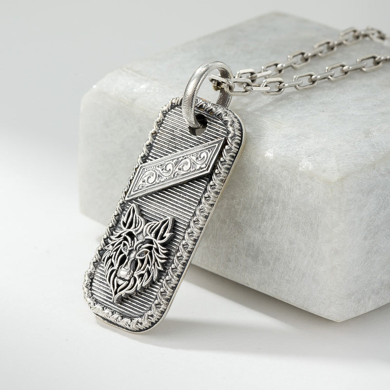 Tablet Wolf Pendant - Sterling Silver - Talisman