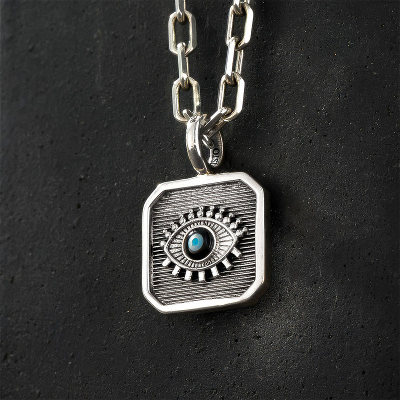 Evil Eye Square Pendant - Sterling Silver - Talisman