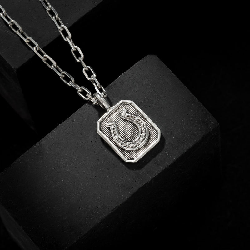 Horseshoe Square Pendant - Sterling Silver - Talisman