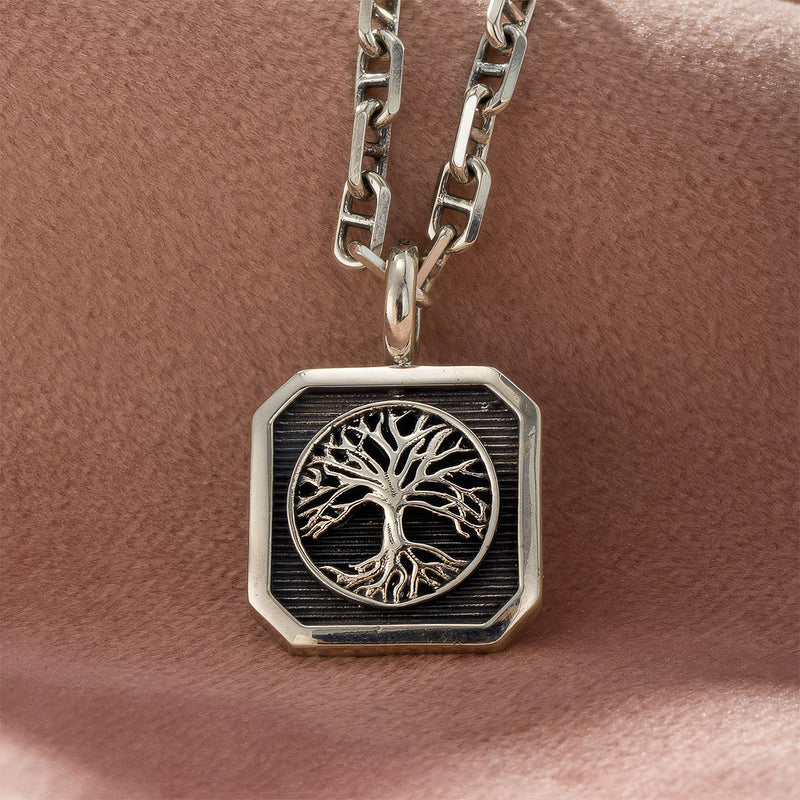 Tree of Life Square Pendant - Sterling Silver - Talisman