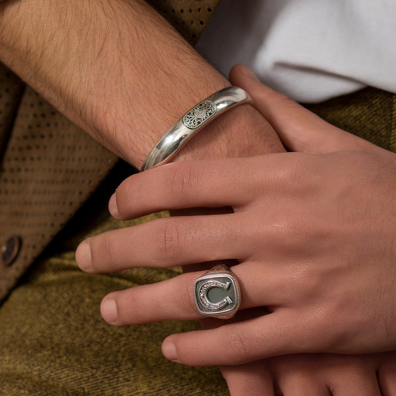 Simplicity Mediterranean Rounded Filigree Bracelet - Sterling Silver - Cuff Bracelet
