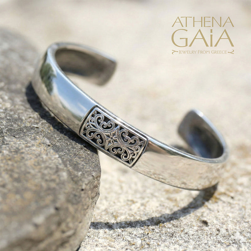 Simplicity Mediterranean Filigree Bracelet - Sterling Silver - Cuff Bracelet