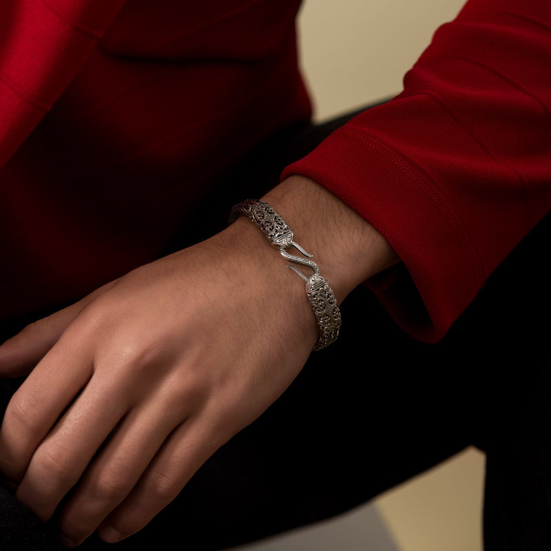 Aretousa Wide Collar Strap Bracelet - Sterling Silver Bracelet