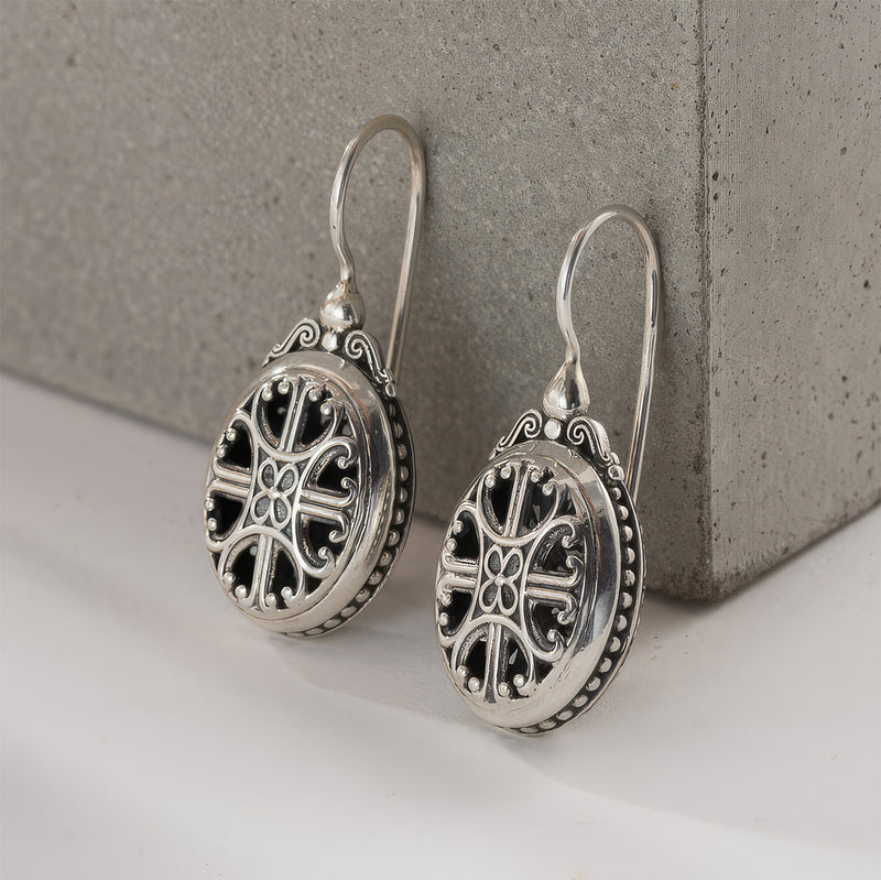 Roxana Oval Earrings - Sterling Silver - French Wire Earrings