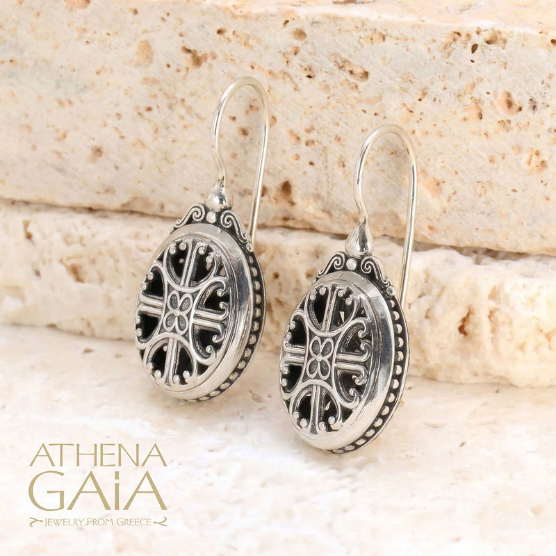 Roxana Oval Earrings - Sterling Silver - French Wire Earrings