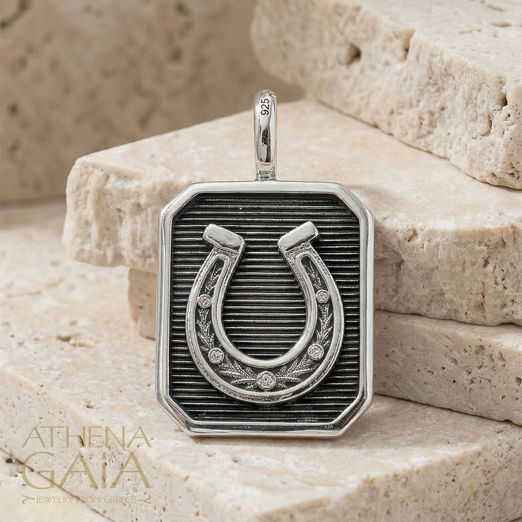Horseshoe Square Pendant - Sterling Silver - Talisman