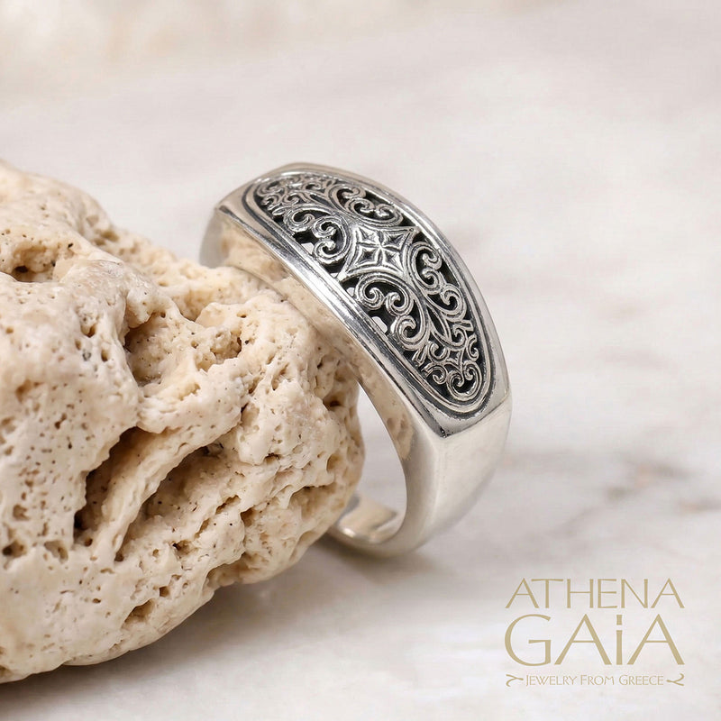 Simplicity Mediterranean Filigree Ring - Sterling Silver - Band Ring