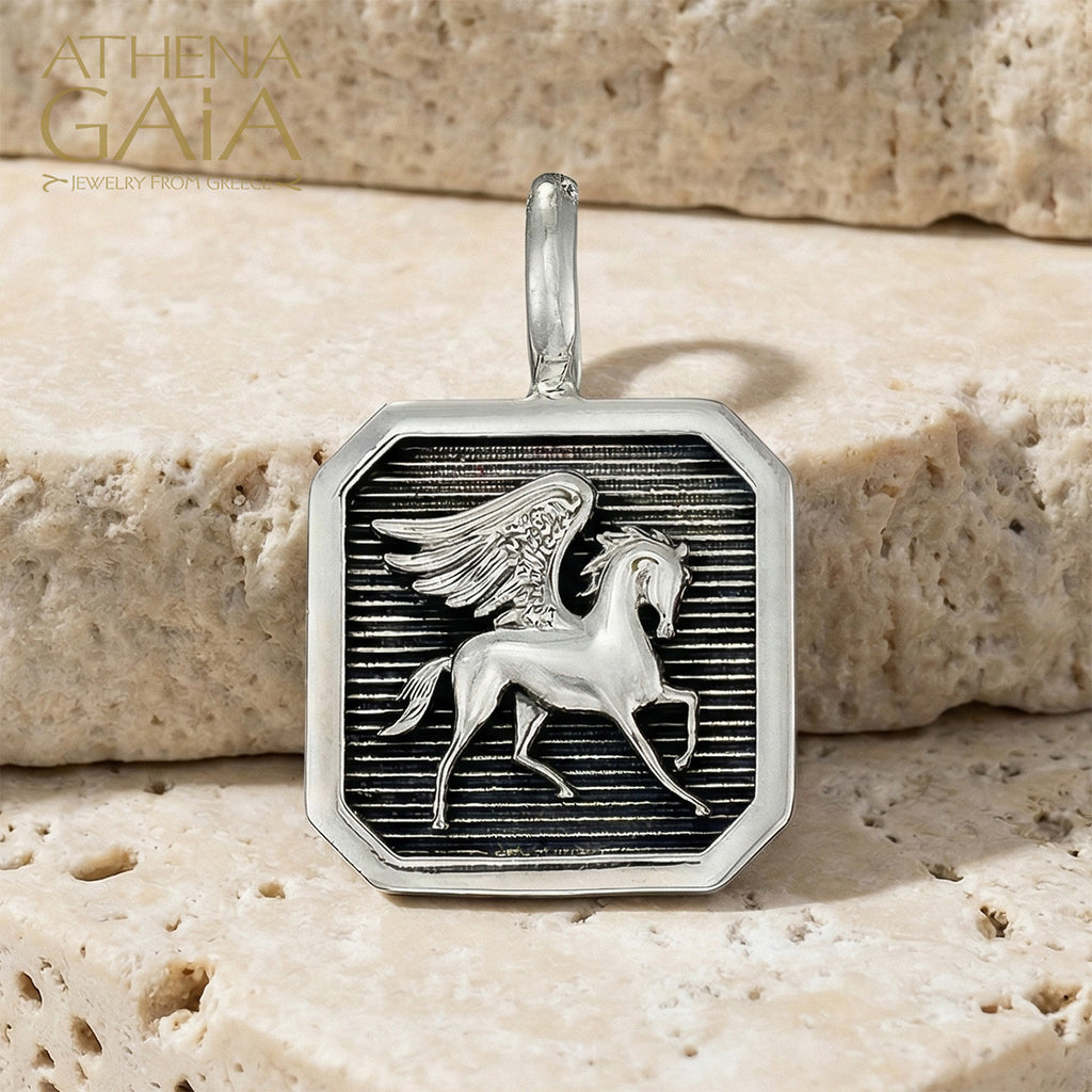 Pegasus Square Pendant - Sterling Silver - Talisman