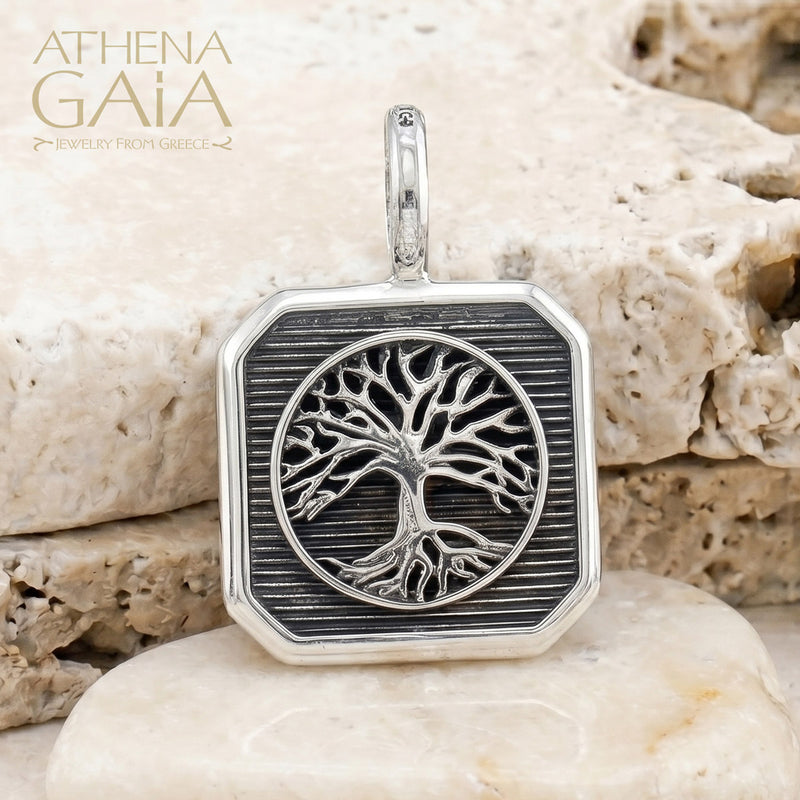 Tree of Life Square Pendant - Sterling Silver - Talisman