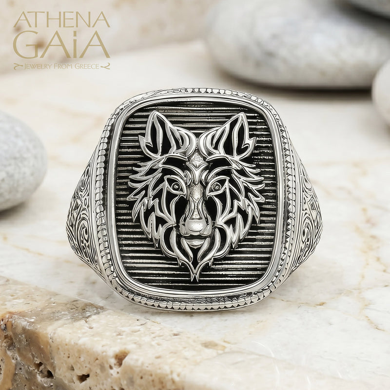 Wolf Ring - Sterling Silver Ring - Signet Ring
