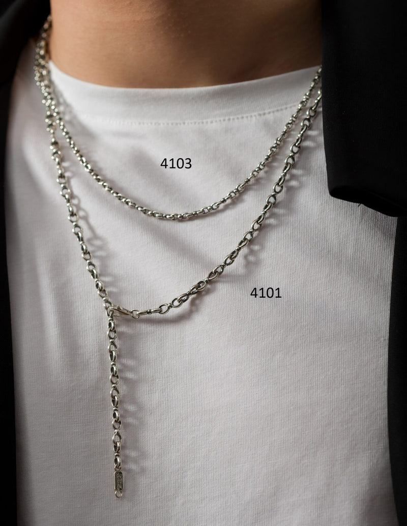 Adjustable Sterling Silver Double Loop Chain - Handmade Unisex Greek Silver Chain