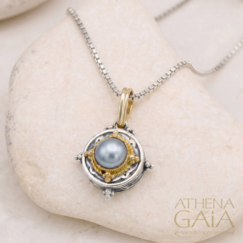 Cyclades Circle Pendant – 18K Gold & Sterling Silver