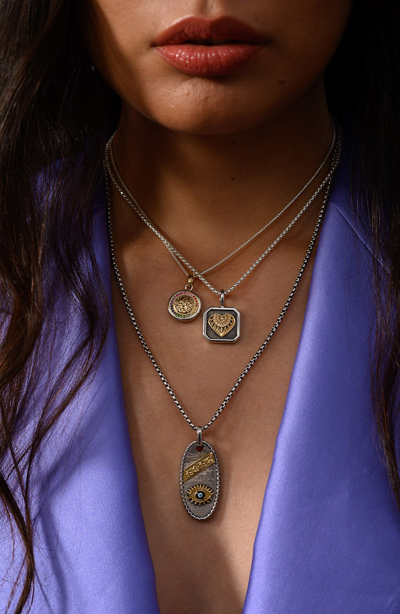 Trireme Talisman Square Pendant - Sterling Silver Pendant