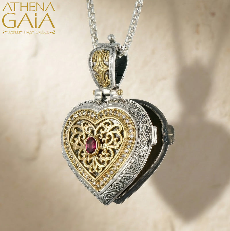 Kosmos Heart Locket Pendant - 18k Gold & Sterling Silver Pendant