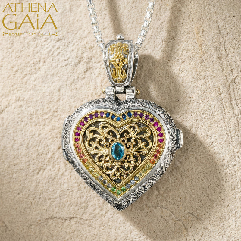 Kosmos Heart Locket Pendant - 18k Gold & Sterling Silver Pendant