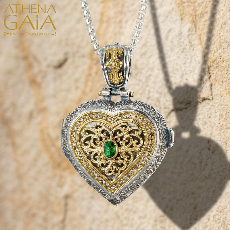 Kosmos Heart Locket Pendant - 18k Gold & Sterling Silver Pendant