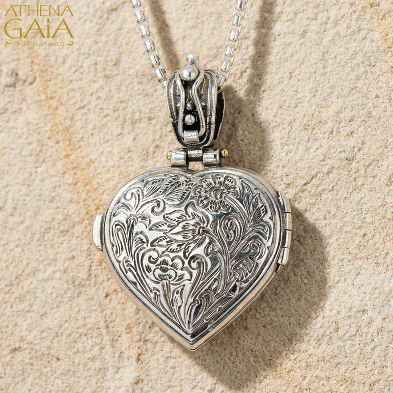 Kosmos Heart Locket Pendant - 18k Gold & Sterling Silver Pendant