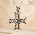 Aretousa Chi Rho Greek Cross (Small) - 18k Gold & Sterling Silver - Orthodox Cross